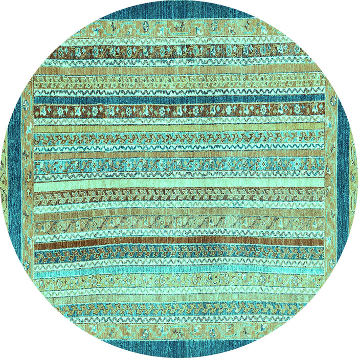 Round Abstract Turquoise Modern Rug, abs2875turq