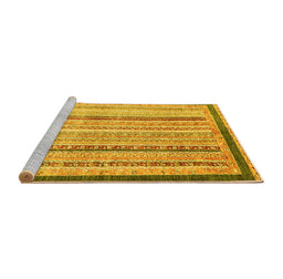 Sideview of Machine Washable Abstract Yellow Modern Rug, wshabs2875yw