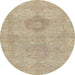 Round Abstract Brown Modern Rug, abs2876