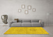 Machine Washable Abstract Yellow Modern Rug in a Living Room, wshabs2876yw