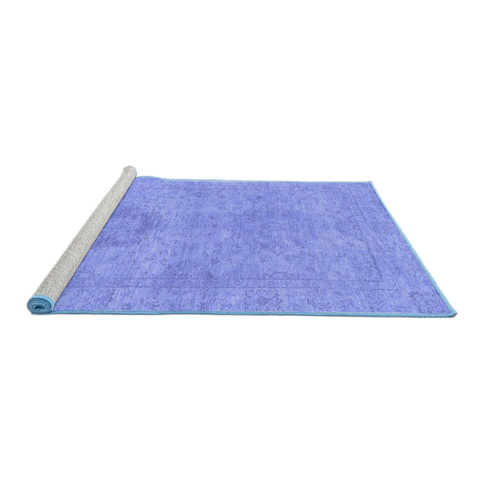 Sideview of Machine Washable Abstract Blue Modern Rug, wshabs2876blu