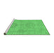 Sideview of Machine Washable Abstract Emerald Green Modern Area Rugs, wshabs2876emgrn