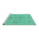 Sideview of Machine Washable Abstract Turquoise Modern Area Rugs, wshabs2876turq