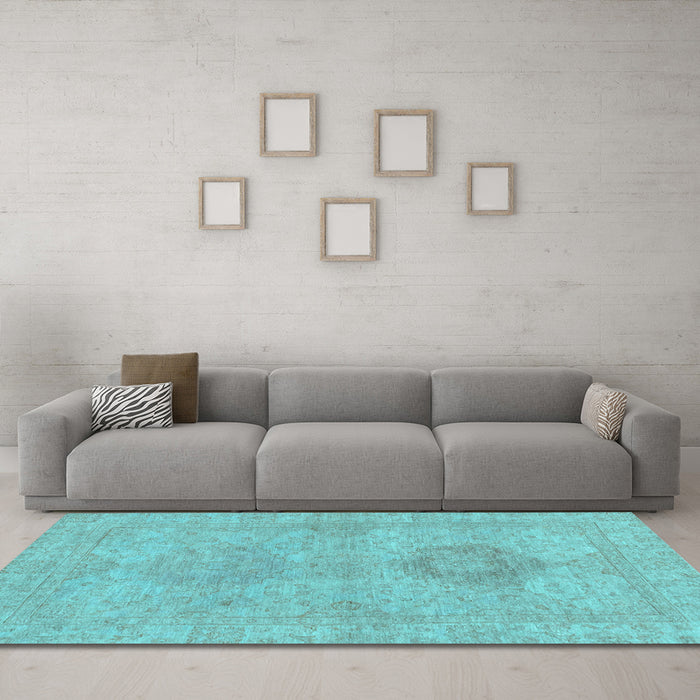 Machine Washable Abstract Light Blue Modern Rug in a Living Room, wshabs2876lblu