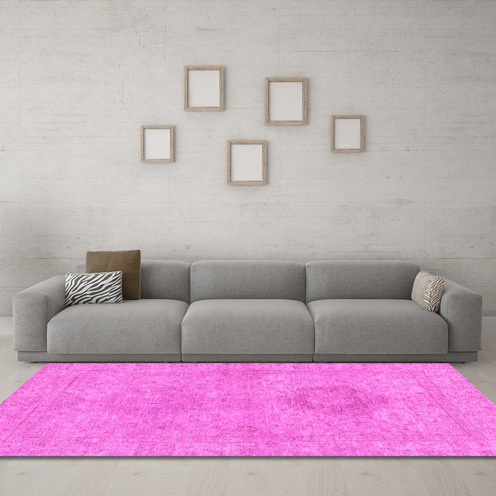 Machine Washable Abstract Pink Modern Rug in a Living Room, wshabs2876pnk
