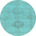 Round Abstract Light Blue Modern Rug, abs2876lblu