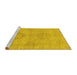 Sideview of Machine Washable Abstract Yellow Modern Rug, wshabs2876yw