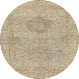 Round Machine Washable Abstract Brown Rug, wshabs2876