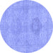 Round Abstract Blue Modern Rug, abs2876blu