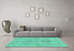 Machine Washable Abstract Turquoise Modern Area Rugs in a Living Room,, wshabs2876turq