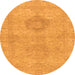 Round Machine Washable Abstract Orange Modern Area Rugs, wshabs2876org