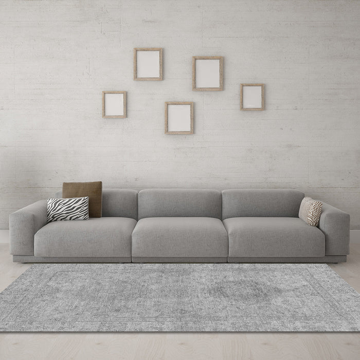 Machine Washable Abstract Gray Modern Rug in a Living Room,, wshabs2876gry