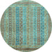 Round Abstract Light Blue Modern Rug, abs2877lblu