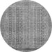 Round Machine Washable Abstract Gray Modern Rug, wshabs2877gry