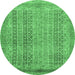 Round Abstract Emerald Green Modern Rug, abs2877emgrn