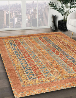 Abstract Red Modern Rug in Family Room, abs2877