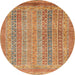 Round Abstract Red Modern Rug, abs2877