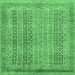 Square Abstract Emerald Green Modern Rug, abs2877emgrn