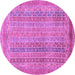 Round Machine Washable Abstract Purple Modern Area Rugs, wshabs2877pur