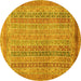 Round Machine Washable Abstract Yellow Modern Rug, wshabs2877yw