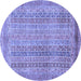 Round Machine Washable Abstract Blue Modern Rug, wshabs2877blu