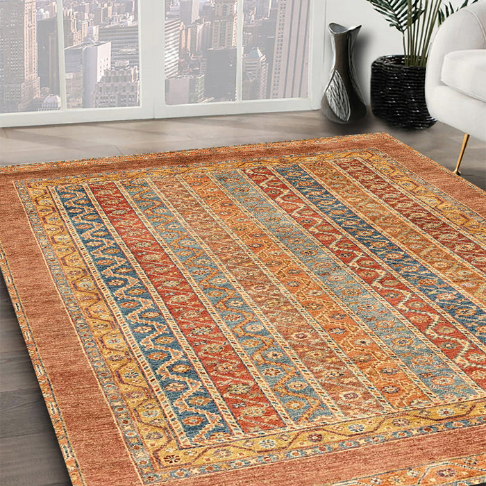 Abstract Red Modern Rug in Family Room, abs2877