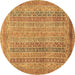 Round Abstract Brown Modern Rug, abs2877brn