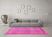 Machine Washable Abstract Pink Modern Rug in a Living Room, wshabs2877pnk