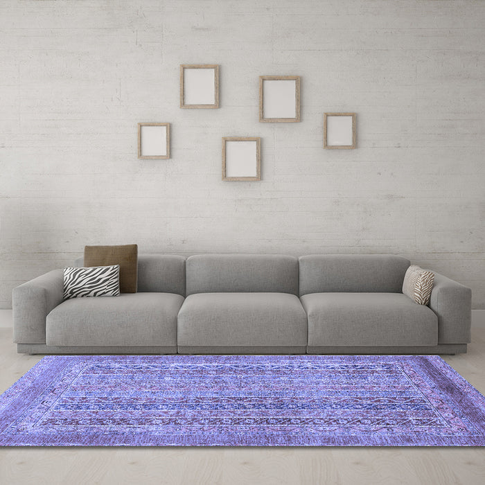Machine Washable Abstract Blue Modern Rug in a Living Room, wshabs2877blu