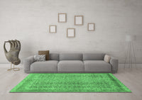 Machine Washable Abstract Emerald Green Modern Rug, wshabs2877emgrn