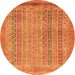 Round Machine Washable Abstract Orange Modern Area Rugs, wshabs2877org