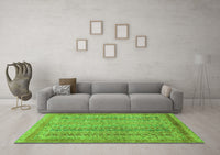 Machine Washable Abstract Green Modern Rug, wshabs2877grn