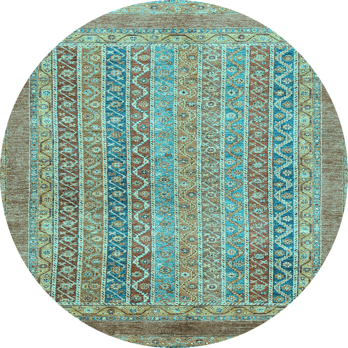 Round Machine Washable Abstract Light Blue Modern Rug, wshabs2877lblu