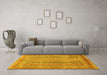 Machine Washable Abstract Yellow Modern Rug in a Living Room, wshabs2877yw