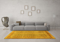 Machine Washable Abstract Yellow Modern Rug, wshabs2877yw