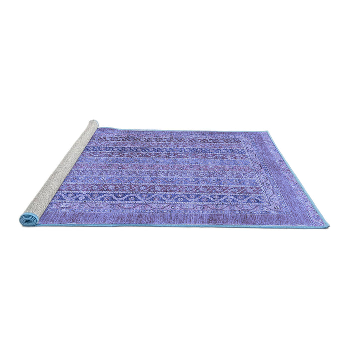 Sideview of Machine Washable Abstract Blue Modern Rug, wshabs2877blu