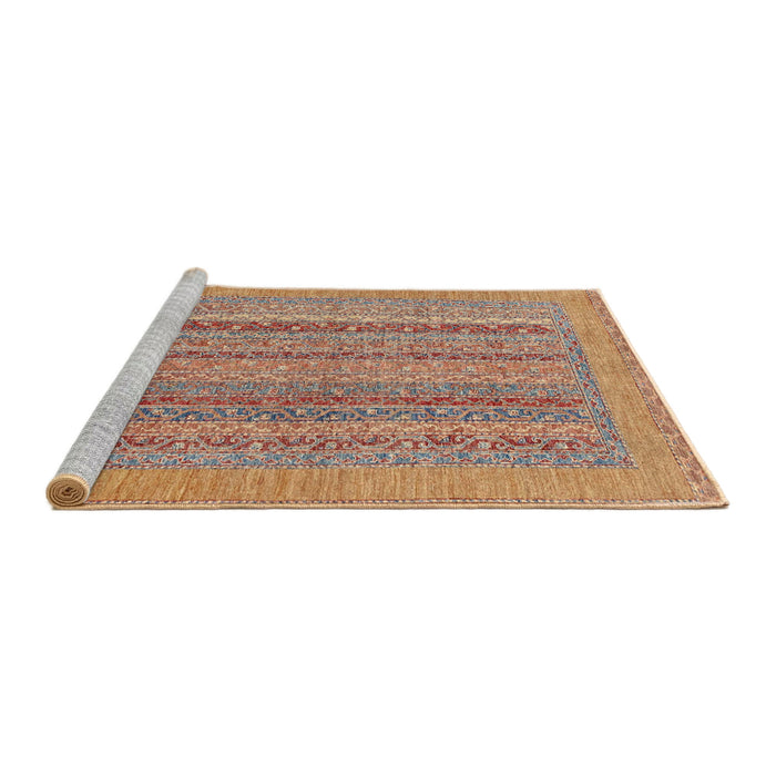 Sideview of Machine Washable Abstract Chestnut Red Rug, wshabs2878