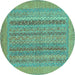 Round Abstract Turquoise Modern Rug, abs2878turq