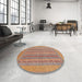 Round Abstract Chestnut Red Modern Rug in a Office, abs2878