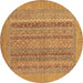 Round Abstract Brown Modern Rug, abs2878brn