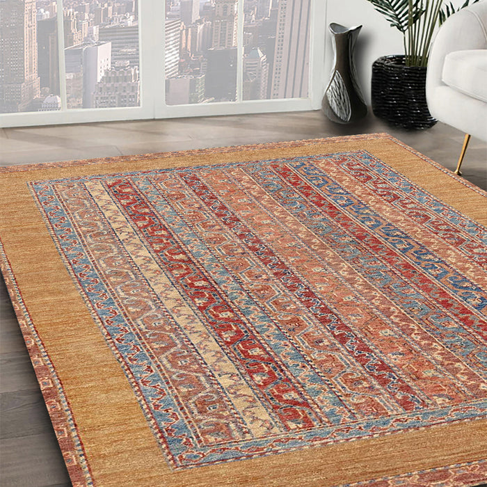 Abstract Chestnut Red Modern Rug in Family Room, abs2878