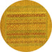 Round Abstract Yellow Modern Rug, abs2878yw