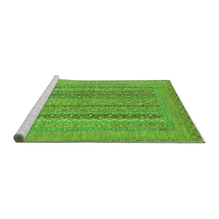 Sideview of Machine Washable Abstract Green Modern Area Rugs, wshabs2878grn