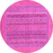 Round Machine Washable Abstract Pink Modern Rug, wshabs2878pnk