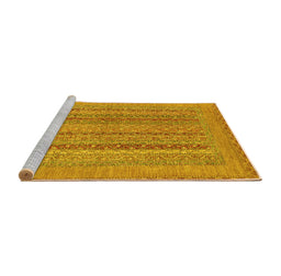 Sideview of Machine Washable Abstract Yellow Modern Rug, wshabs2878yw