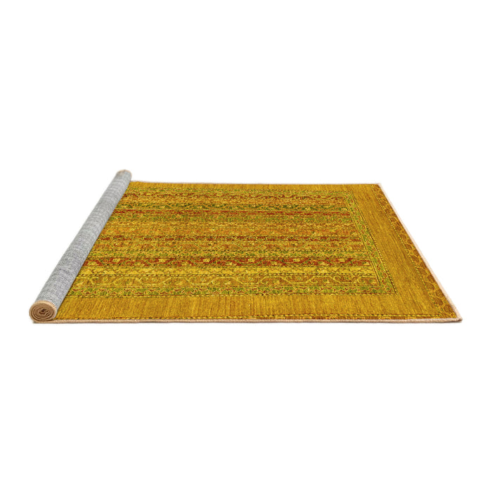 Sideview of Machine Washable Abstract Yellow Modern Rug, wshabs2878yw