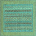 Square Machine Washable Abstract Turquoise Modern Area Rugs, wshabs2878turq