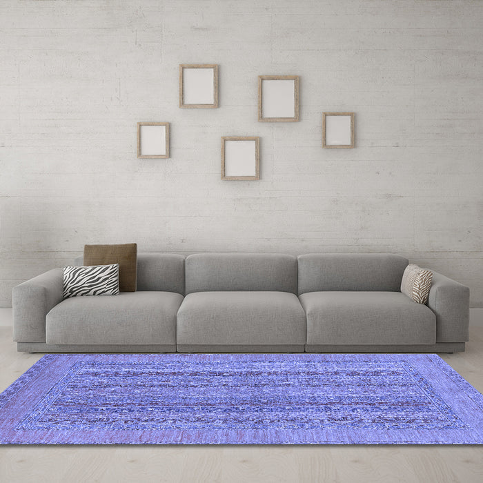Machine Washable Abstract Blue Modern Rug in a Living Room, wshabs2878blu