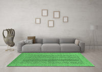 Machine Washable Abstract Emerald Green Modern Rug, wshabs2878emgrn