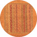 Round Machine Washable Abstract Orange Modern Area Rugs, wshabs2878org